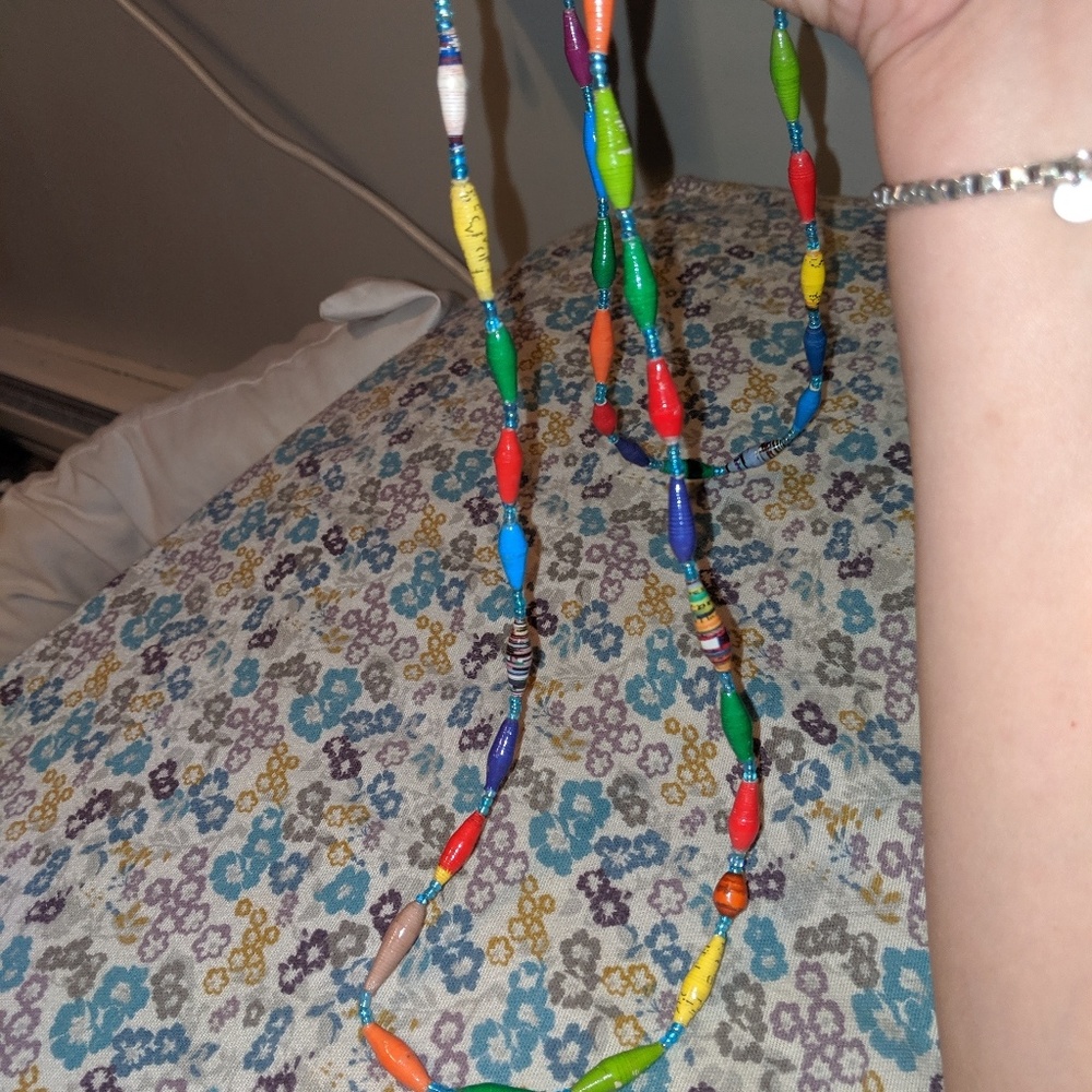 Recycled paper hand crafted bracelet necklace